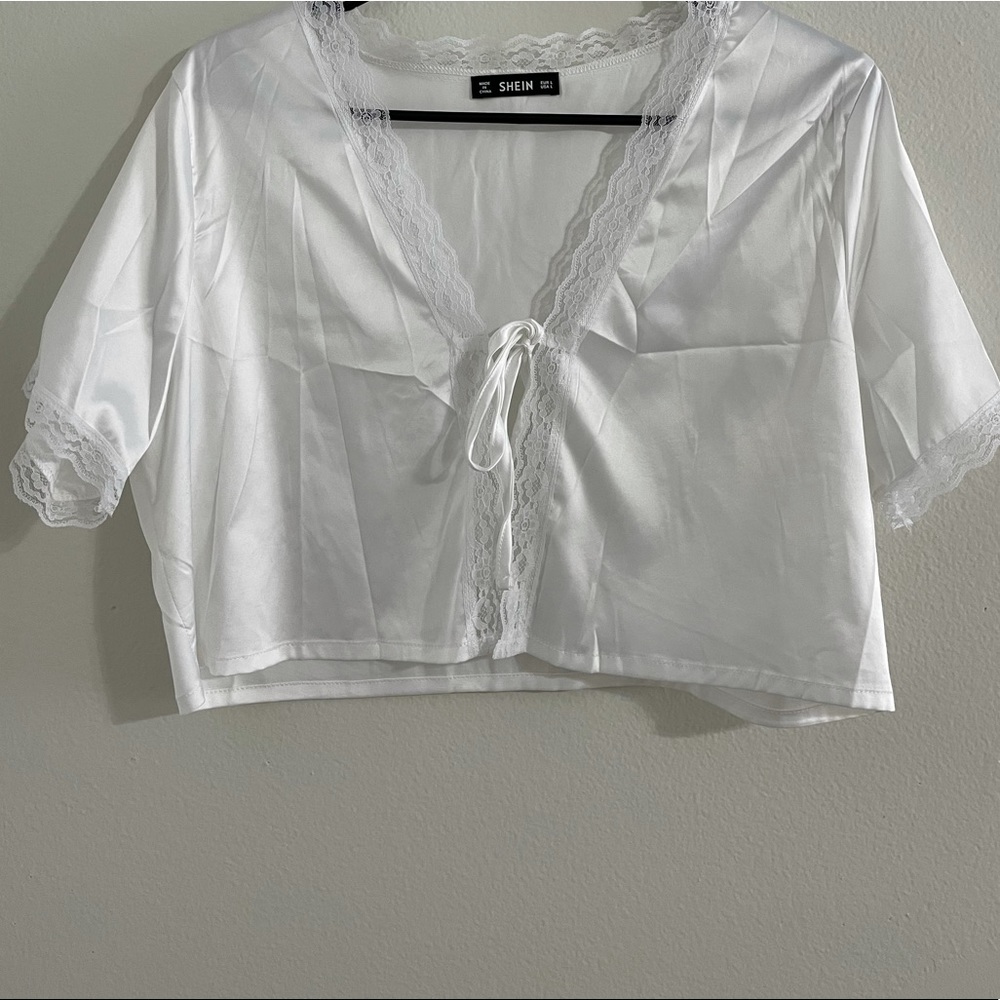 Shein satin tie top